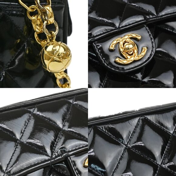 CHANEL CC Matelasse Mini Chain Shoulder Bag Patent Leather BK GHW VTG - Picture 10 of 16